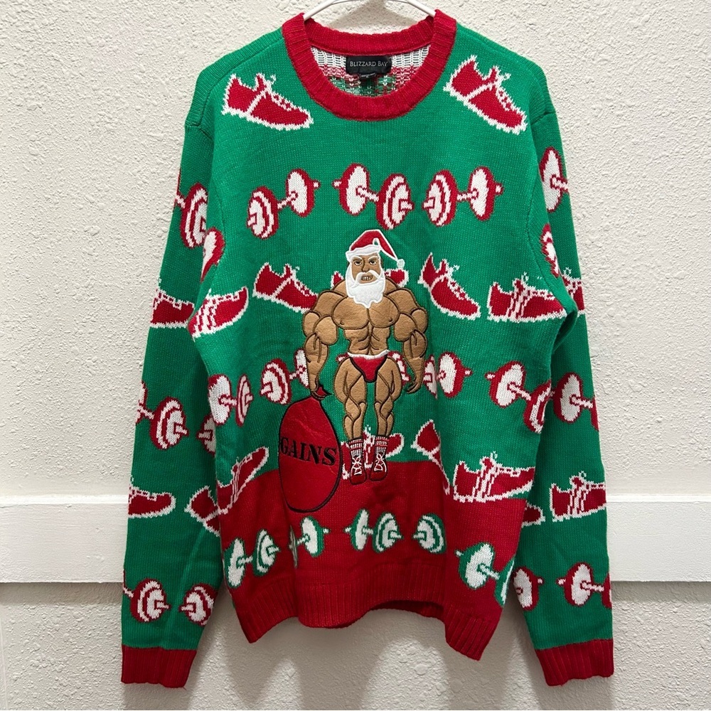 Blizzard Bay Men's Fitness Body Builder Ugly Christmas Sweater Large